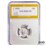 1920 Mercury Silver Dime PGA MS64 FB