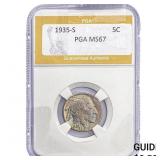 1935-S Buffalo Nickel PGA MS67