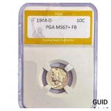 1944-D Mercury Silver Dime PGA MS67+ FB