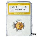 1936-D Wheat Cent PGA MS67 RD