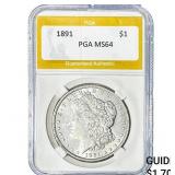 1891 Morgan Silver Dollar PGA MS64