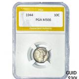 1944 Mercury Silver Dime PGA MS66