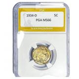 1934-D Buffalo Nickel PGA MS66