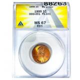 1995 Wheat Cent ANACS MS67 Red