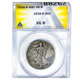 1916-D Walking Liberty Half Dollar ANACS VG8