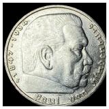 1938J Germany Silver 5 Reichsmark