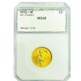 1992-W 1/4oz Gold Olympiad $5 PCI MS68