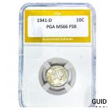 1941-D Mercury Silver Dime PGA MS66 FSB