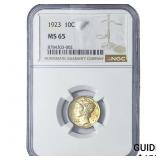 1923 Mercury Silver Dime NGC MS65