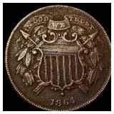 1864 Bronze Two-Cent Piece NEARLY UNCIRCULATED