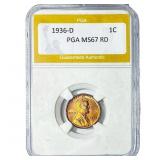 1936-D Wheat Cent PGA MS67 RD