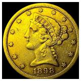 1898-S Liberty Head $5 Half Eagle Gold CLOSELY UNC