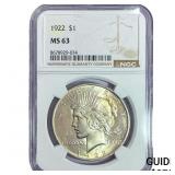 1922 Silver Peace Dollar NGC MS63