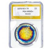 1878 Rev 79 Morgan Silver Dollar PGA MS65+