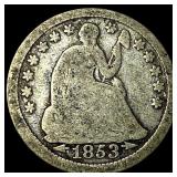 1853 Arrows Seated Liberty Half Dime NICELY CIRCUL