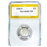 1938-D Mercury Silver Dime PGA MS66 FSB