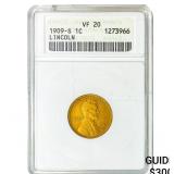 1909-S Wheat Cent ANACS VF20