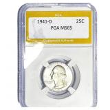 1941-D Washington Silver Quarter PGA MS65
