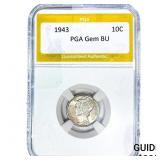 1943 Mercury Silver Dime PGA BU