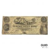 1863 $2 Genesse Valley Bank NY Banknote