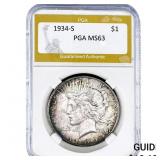 1934-S Silver Peace Dollar PGA MS63