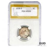1936-S Buffalo Nickel PGA MS66