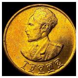 1944 Ethiopia Copper 10 Cents KM 34