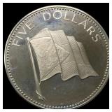 1974 Bahamas Silver 5 Dollars