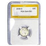 1938-D Mercury Silver Dime PGA BU