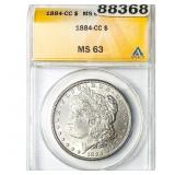1884-CC Morgan Silver Dollar ANACS MS63