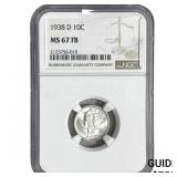 1938-D Mercury Silver Dime NGC MS67 FB