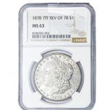 1878 7TF Morgan Silver Dollar NGC MS63