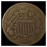 1864 Bronze Two-Cent Piece NEARLY UNCIRCULATED