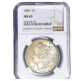 1887 Morgan Silver Dollar NGC MS63