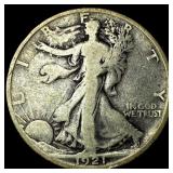 1921-D Silver Walking Liberty Half Dollar NICELY C