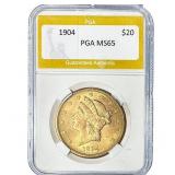 1904 Gold $20 Liberty Head PGA MS65