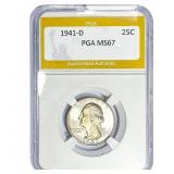 1941-D Washington Silver Quarter PGA MS67