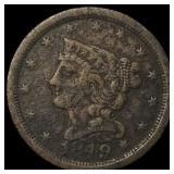 1849 Braided Hair Half Cent NEARLY UNCIRCULATED
