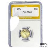 1934 Mercury Silver Dime PGA MS66