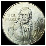1978 Silver 100 Pesos Mexico GEM BU