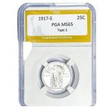 1917-S Standing Liberty Quarter PGA MS65 Type 2