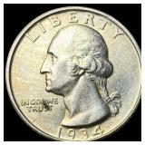 1934-D Silver Washington Quarter CHOICE AU