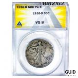 1916-D Walking Liberty Half Dollar ANACS VG8
