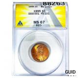 1995 Wheat Cent ANACS MS67 Red