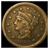 1849 Braided Hair Large Cent LIGHTLY CIRCULATED