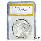 1923-S Silver Peace Dollar PGA MS64