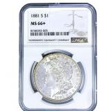 1881-S Morgan Silver Dollar NGC MS66+