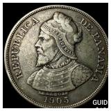 1905 Panama Silver 50 Centesimos