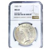 1923 Silver Peace Dollar NGC MS63