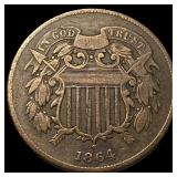 1864 Bronze Two-Cent Piece NEARLY UNCIRCULATED